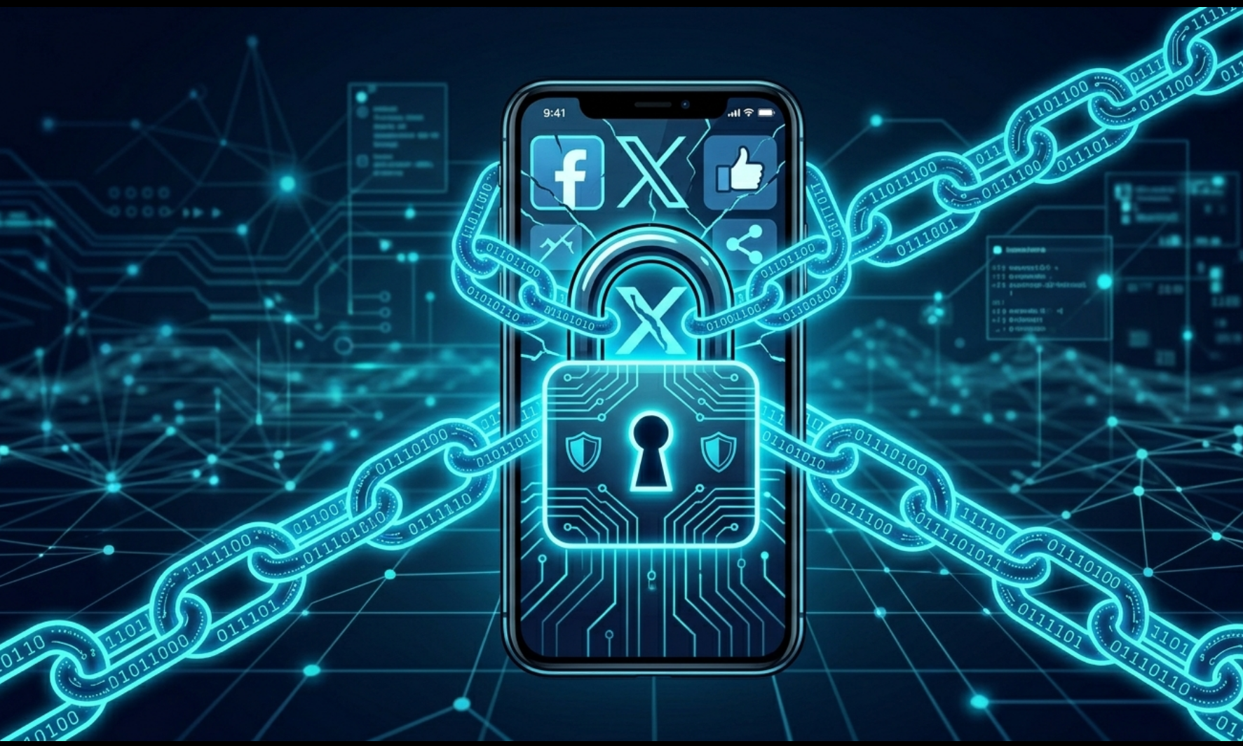 Symbol image: Smartphone with chain - Social Media Ban